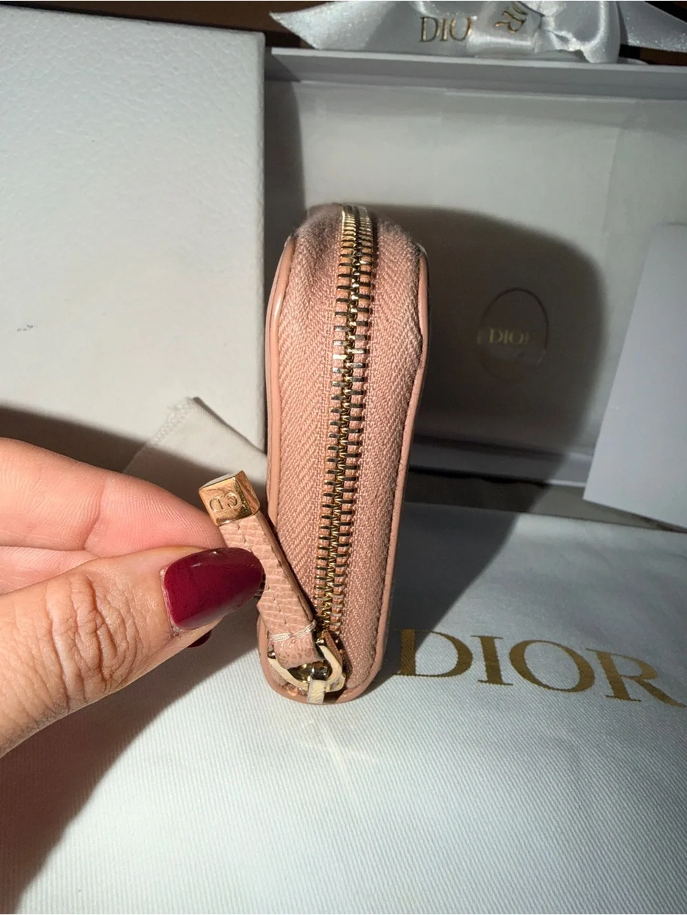 Dior Zip-Around Leather Wallet in Blush Pink
